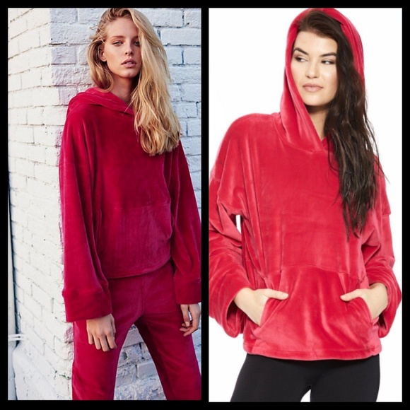 Free People Tops - NEW Free People cherry red hoodie plush velour S